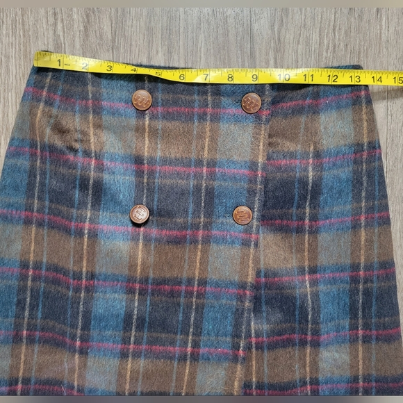 Miss Patina London Galloway Academia Tartan Plaid Wool Blend Wrap Skirt UK 10 6 - Picture 15 of 16